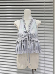 Fashion Lace-trimmed Bandage Vest Top