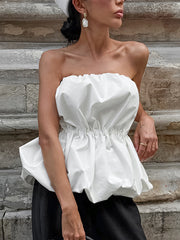 Sexy Strapless Cinched Waist Bubble Tops
