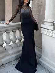 Rhinestone Mesh Patchwork Nightclub Party Dress