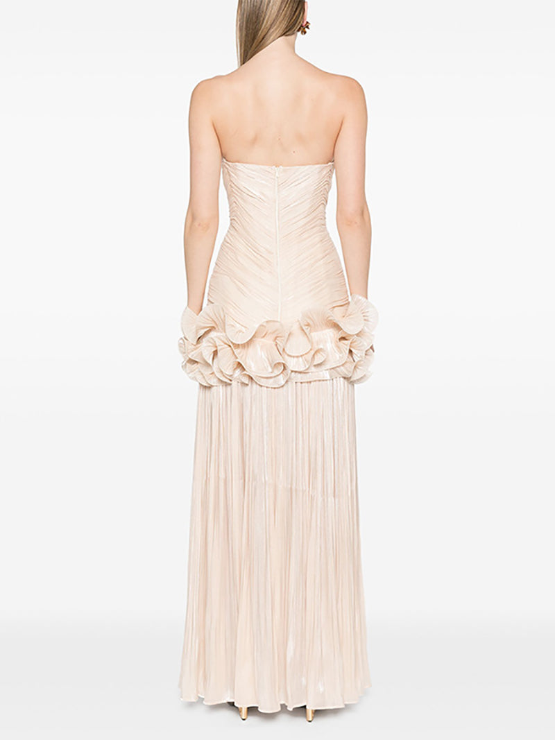 Fashion Strapless Ruffle Slim Maxi Dress