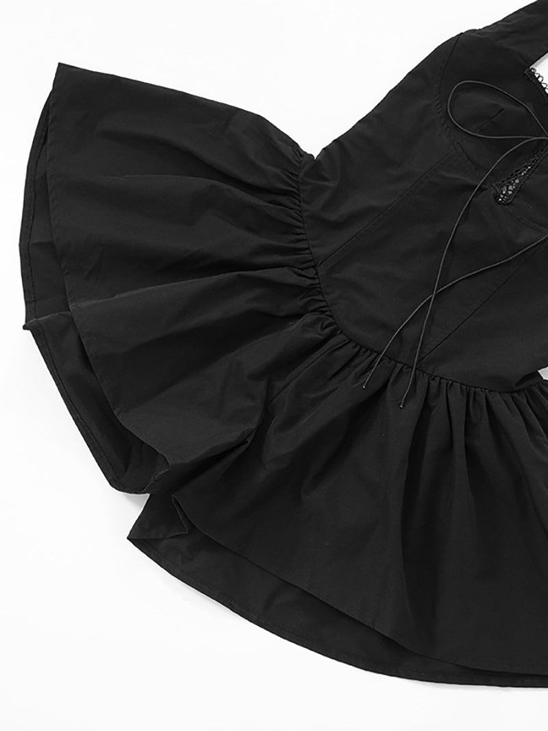 Sexy Halter Backless Ruffle Romper