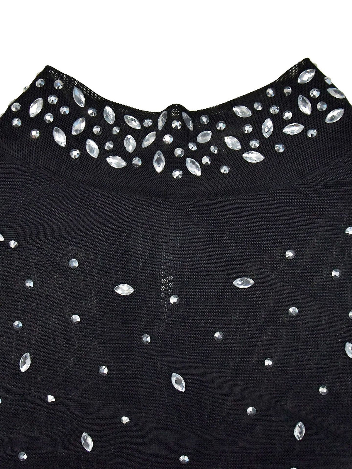 Sexy Sheer Mesh Rhinestone Club Two Piece Set