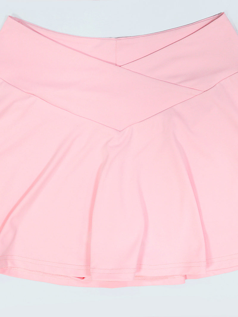 Casual Pocket Zipper Hooded Pleated Skirt Sets