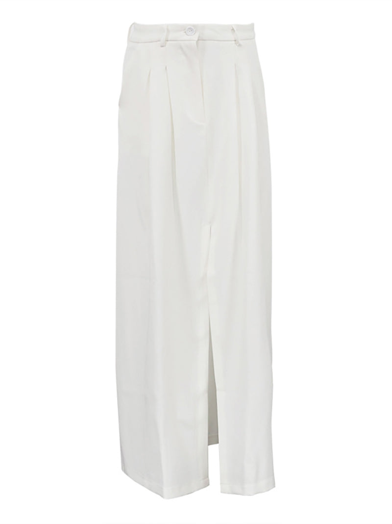 Fashion High Waist Front Slit Casual Long Skirt