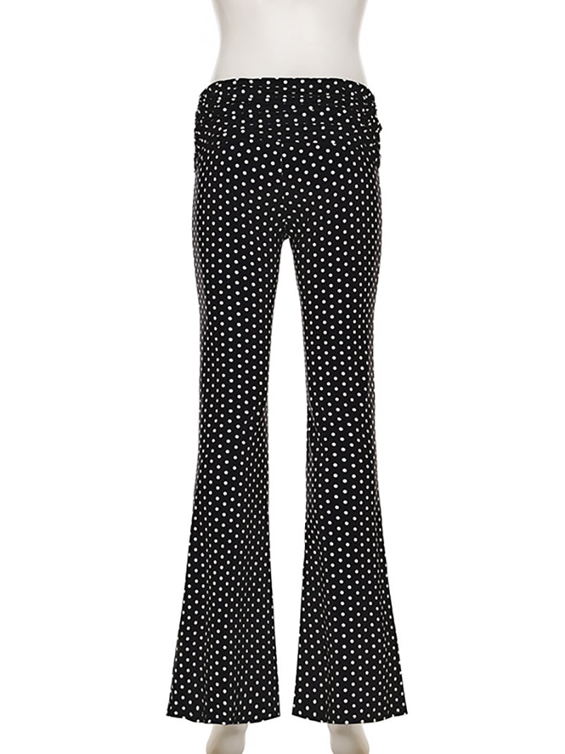 Polka-dot Print Slim Flare Leg Pants Set