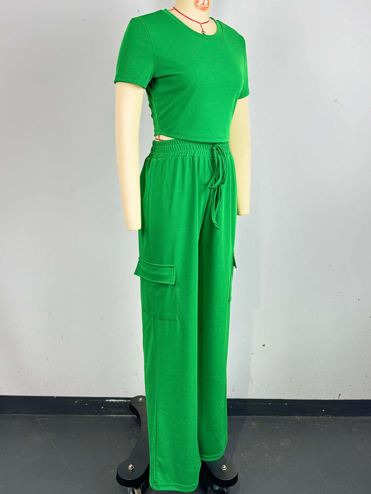 Casual Crop T-shirt Wide Leg Pants Set