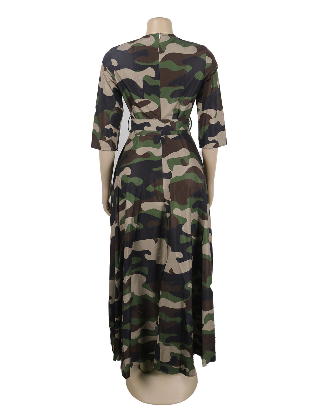 Casual Camo Print Bandage Slim Dress