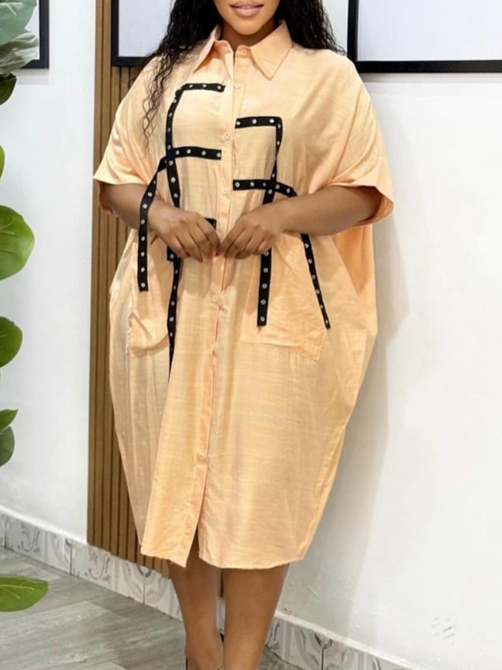 Casual Fashion Pocket Loose Shirt Dress