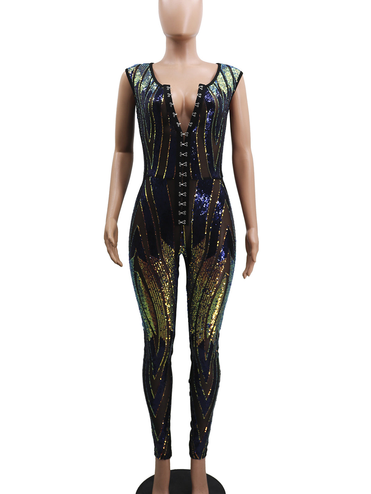 Sexy Sequin Gradient Printed Nightclub Jumpsuit