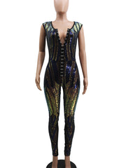 Sexy Sequin Gradient Printed Nightclub Jumpsuit