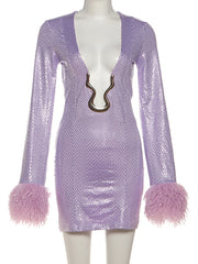 Sexy Dppe V Sequin Bodycon Mini Dress