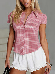 Retro Casual Turn-down Collar Plaid Shirt