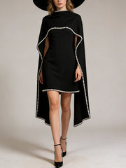 Pearl Trim Cape Mini Dress-boutique