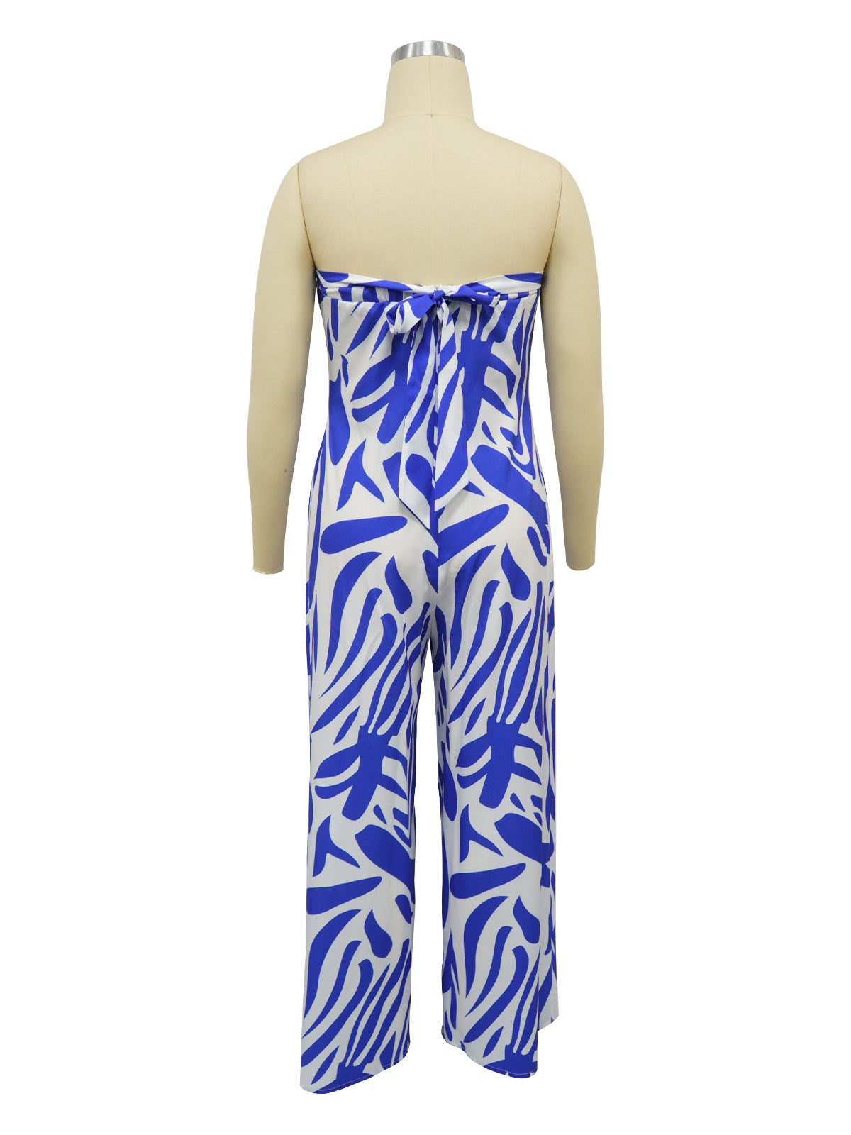 Print Strapless Zipper Loose Wide Leg Jumpsuit