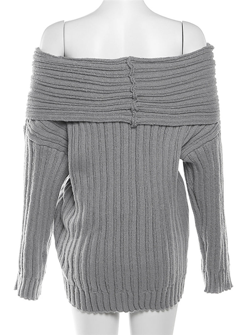 Irregularity Off Shoulder Knit Sweater