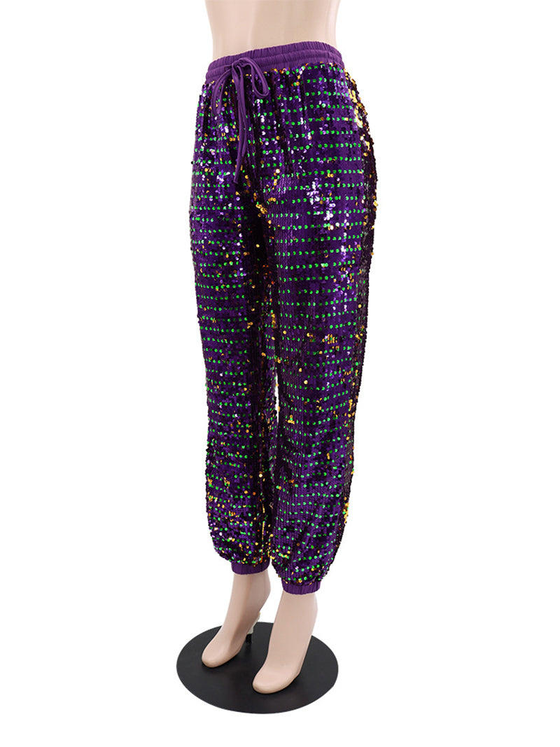 Fashion High Waist Sequin Jogger Pants