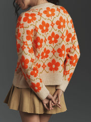 Casual Round Neck Button Knit Cardigan Sweater