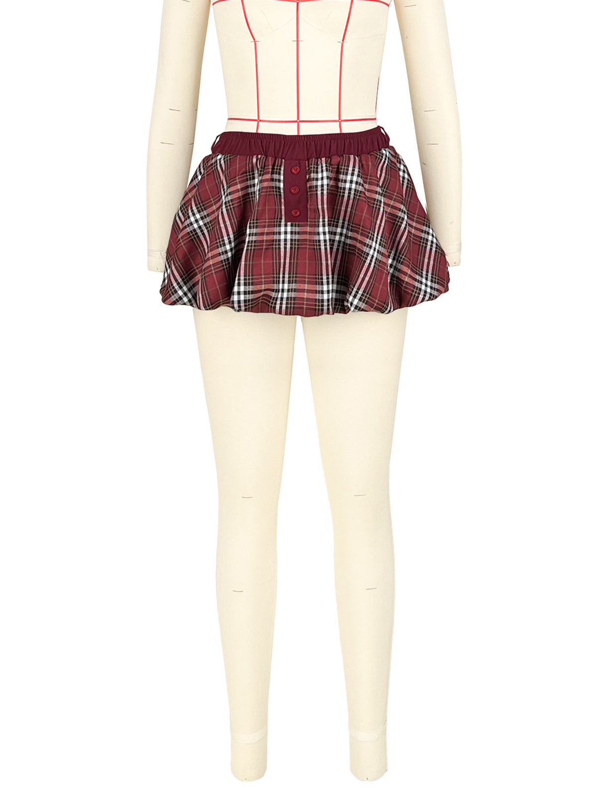 Fashion Plaid Bubble Mini Skort