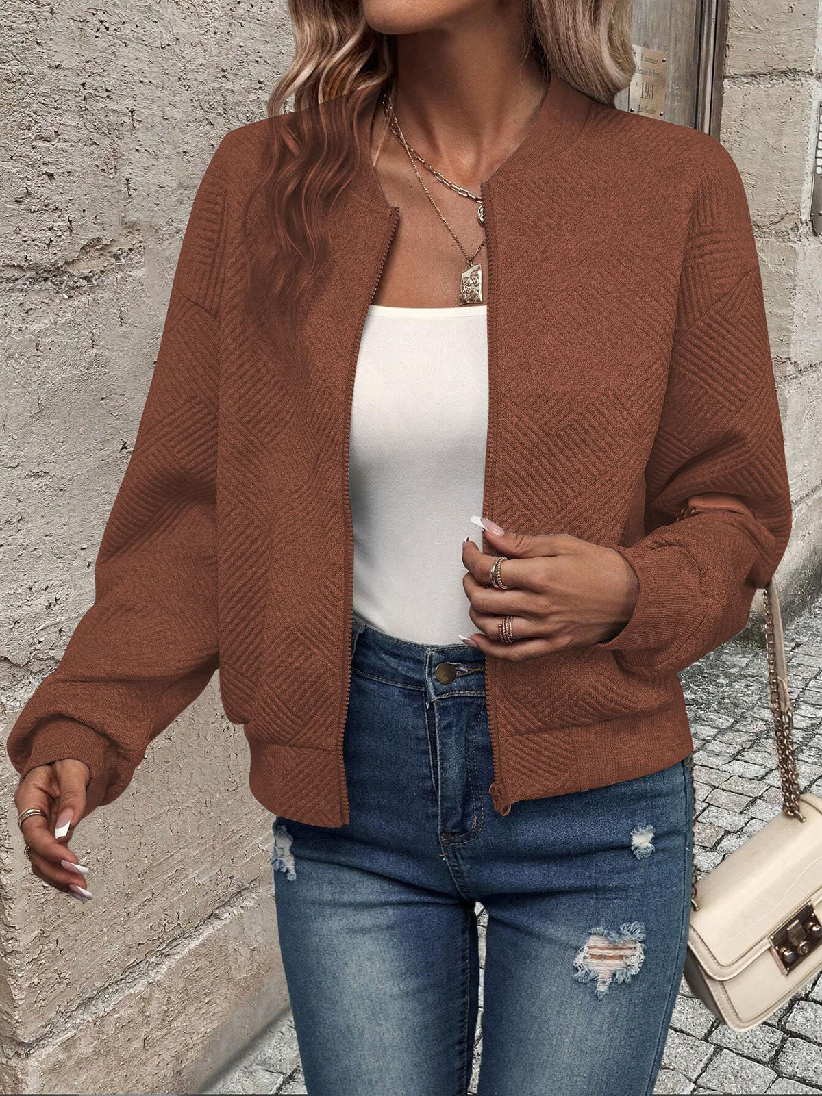 Casual Hoodie Zipper Baseball Collar Jacket