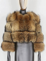 Tiered Fur Look Cropped Jacket-boutique