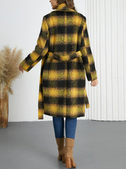 Warm Plaid Double Breasted Woolen Coat