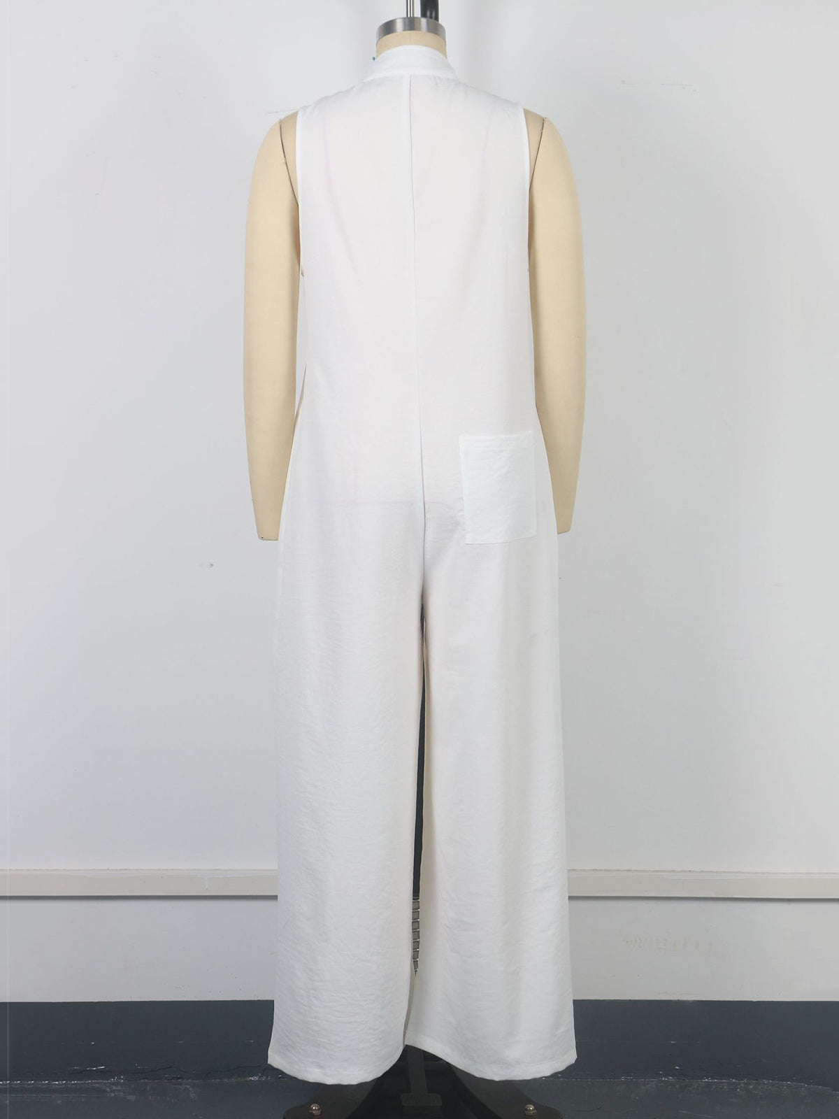 Sleeveless Shirt Collar Button Normal Jumpsuit