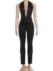 Sexy Halterneck Backless Top Tight Pant Two Piece Set