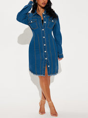 Fashion Single-breasted Denim Mini Dress