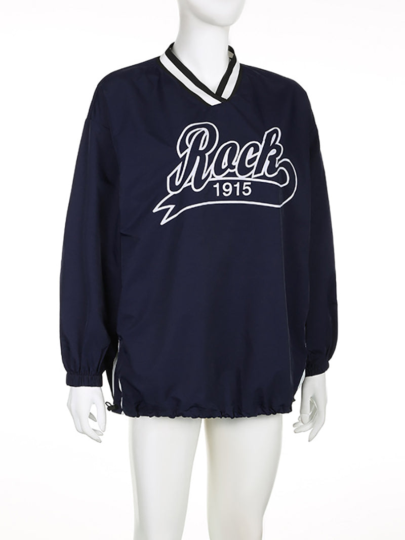Casual Letter Print Loose Hoodie