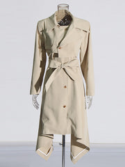 Asymmetric Cut Double Breasted Trench Coat