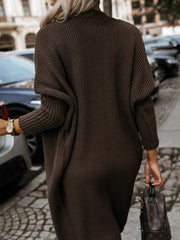 Casual Solid Color Loose Knit Cardigan Coat