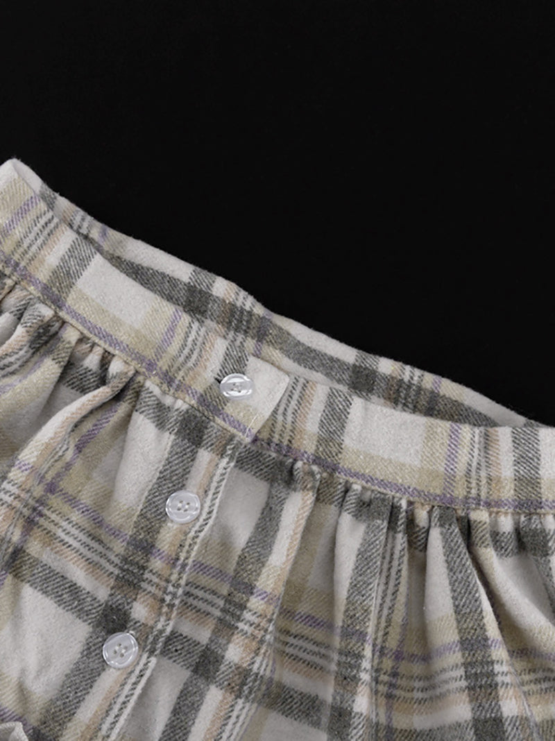 Fashion Plaid Loose Shirt and Skirt Two Piece Set