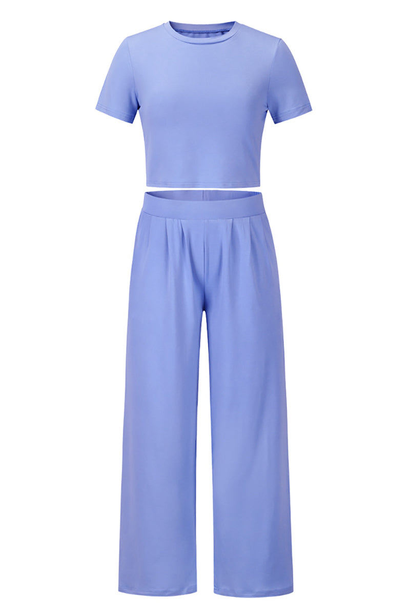 Short Sleeve Loose Long Pants Set