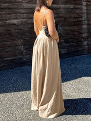 Casual V-Neck Backless Spaghetti Strap Dress