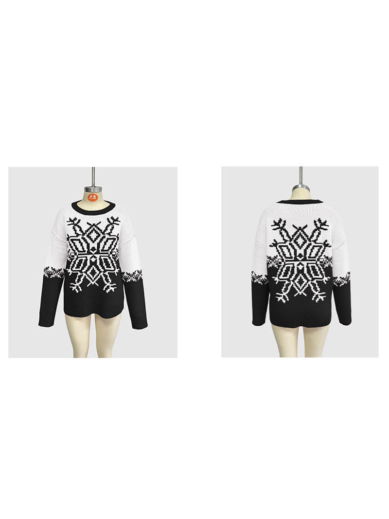 Fashion Snowflake Pattern Casual Pullover Sweater