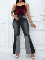 Casual High Waist Slim Flared Jeans