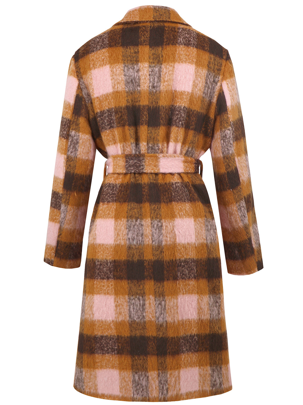 Chic check-print Imitation Wool oversized coat