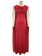 Elegant Pleated Cape Sleeve Evening Gown