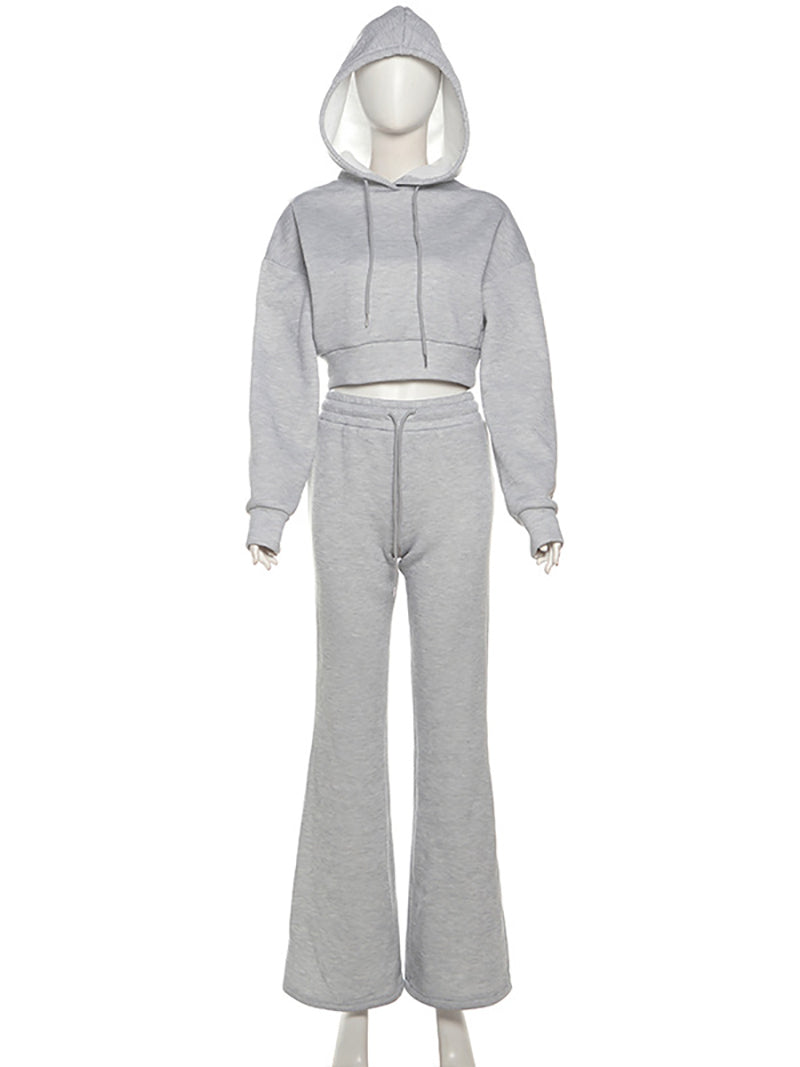 Letter Printed Zip-Up Hoodie And Pants Sets