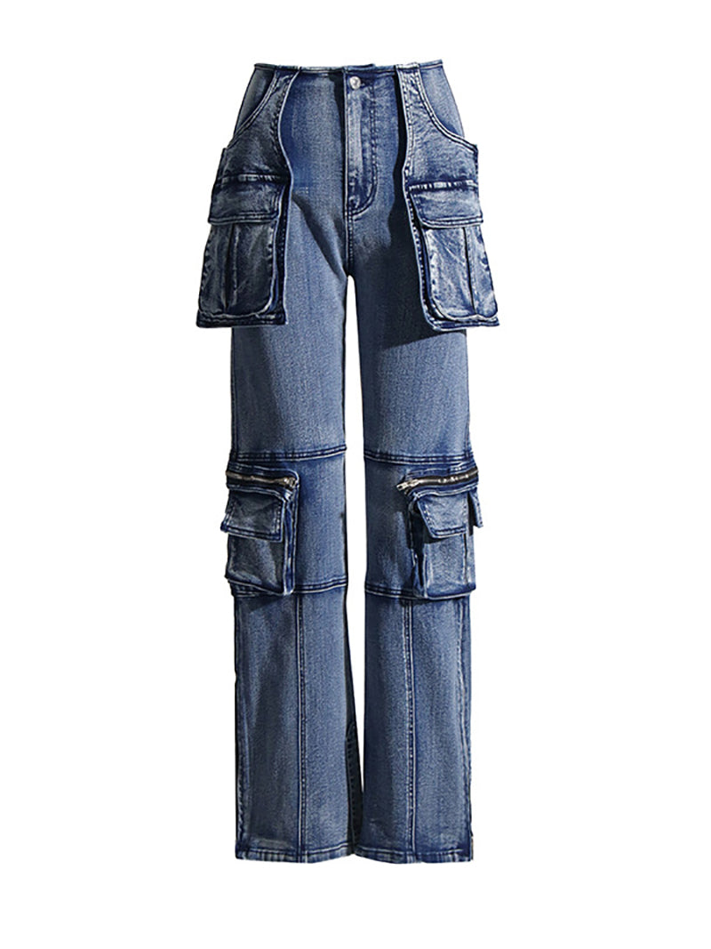 Fashion Multi-pocket Straight Jeans