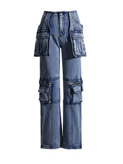 Fashion Multi-pocket Straight Jeans