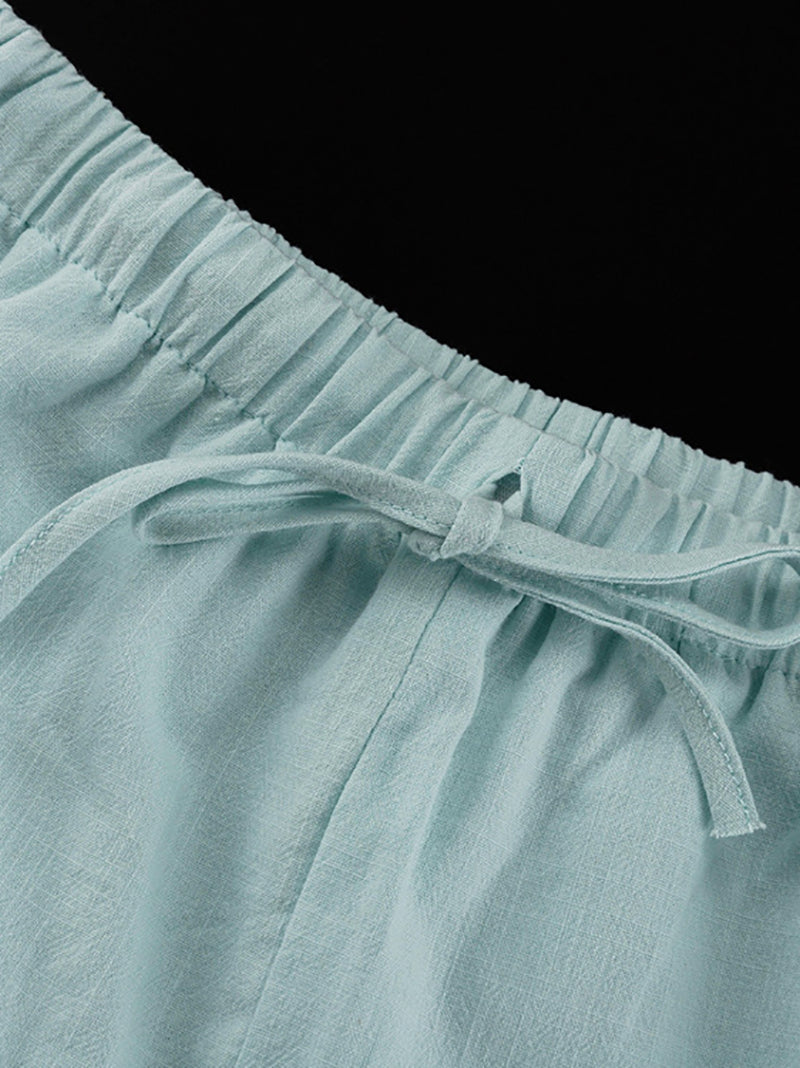 Casual Lapel Nightwear Shorts Cotton Sleepwear Suit