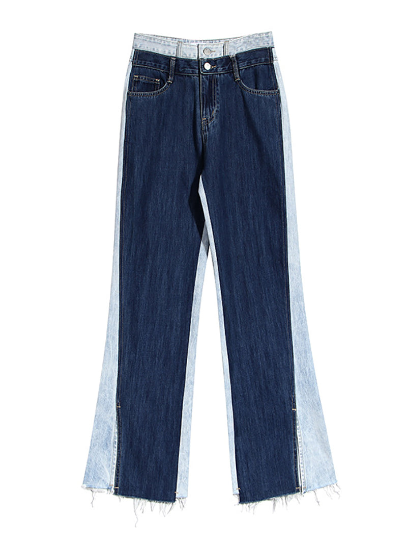 Loose Denim Patchwork Wide Leg Jeans