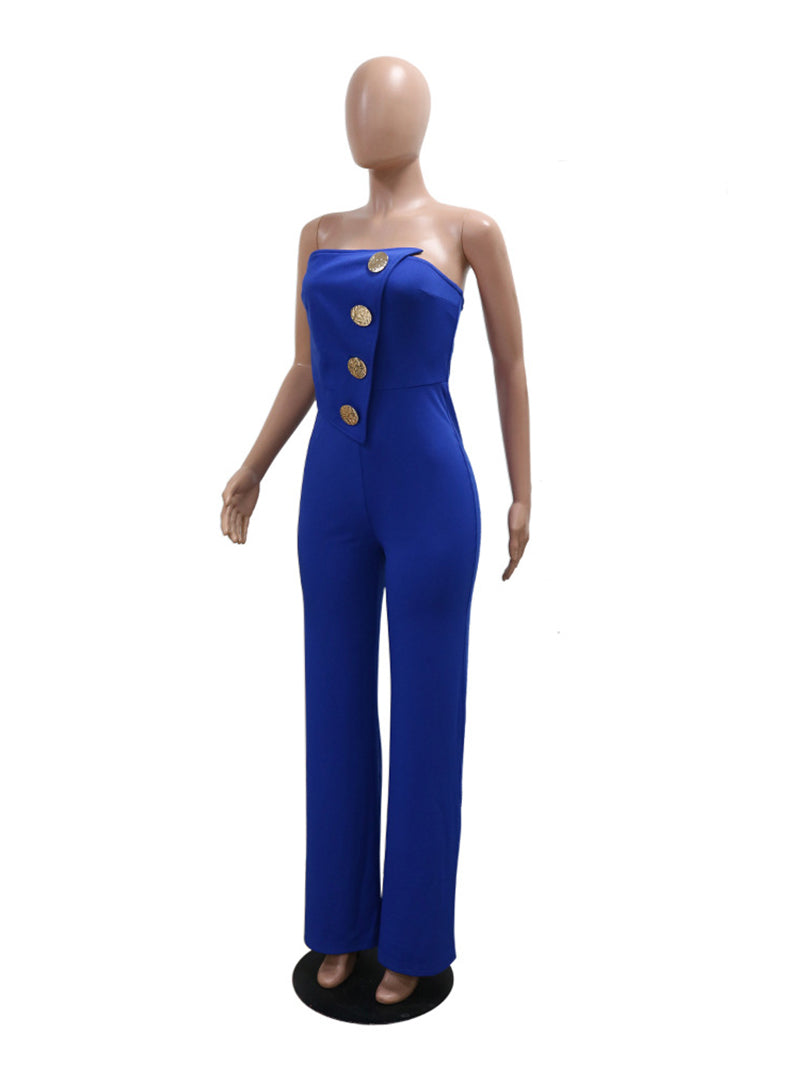 Sexy Irregular Strapless Wide Leg Jumpsuits