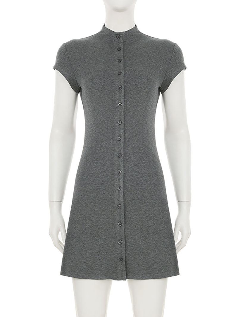 Casual Single-breasted Cardigan Midi Dress