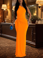 Fashion One Shoulder Slim Evening Dress