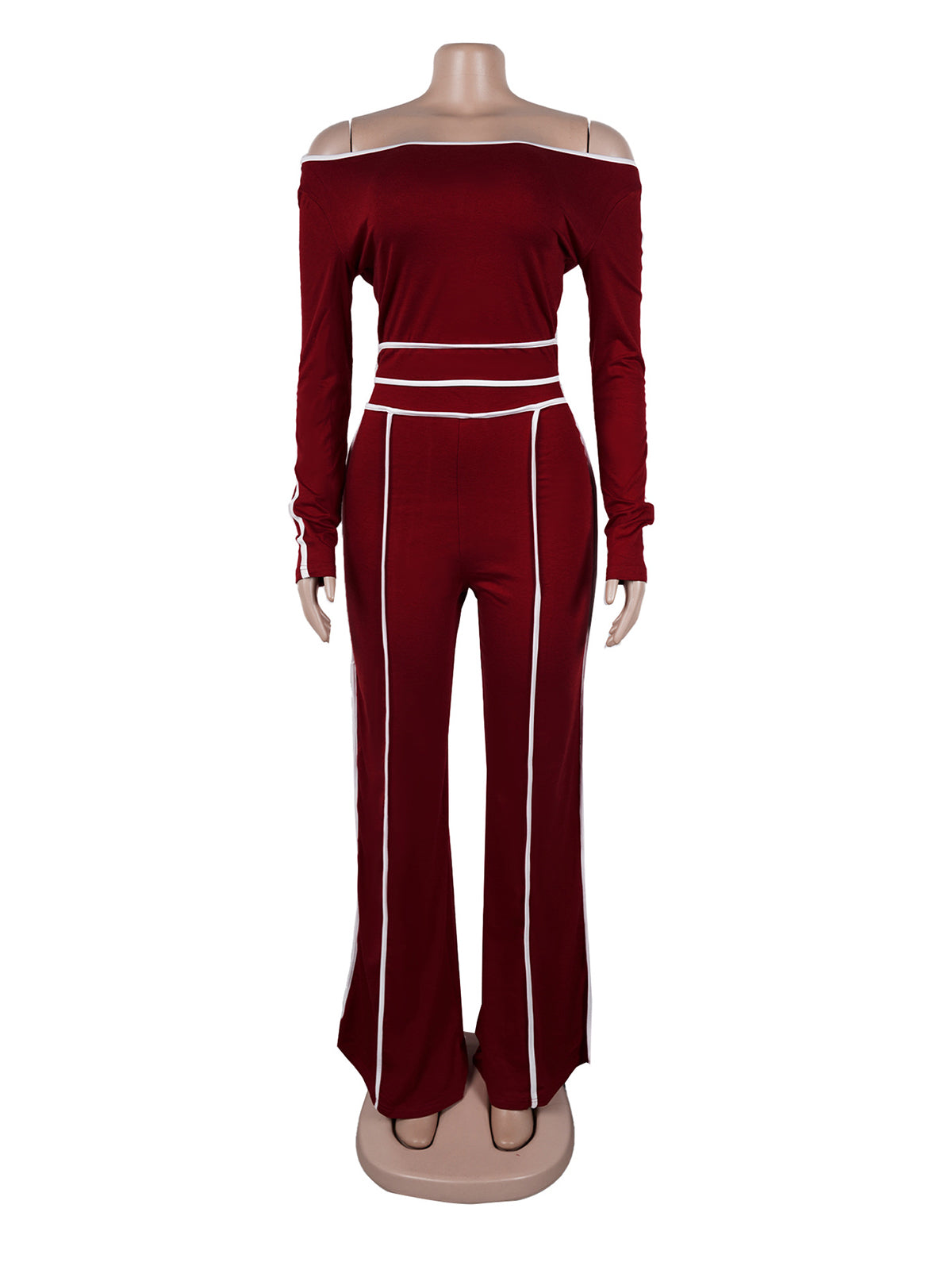 Fashion Off-Shoulder Tight Top And Wide Leg Pants Set
