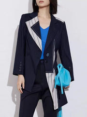 Asymmetrical Lapel Long Sleeve Single Breasted Blazer