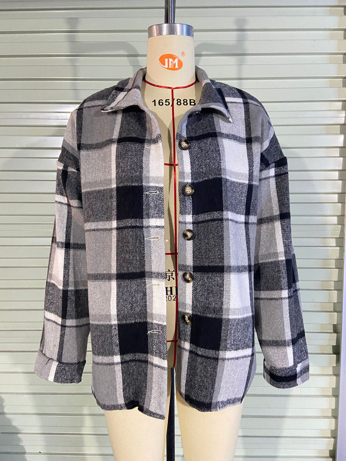 Fashion Flannel Plaid Shacket Jacket