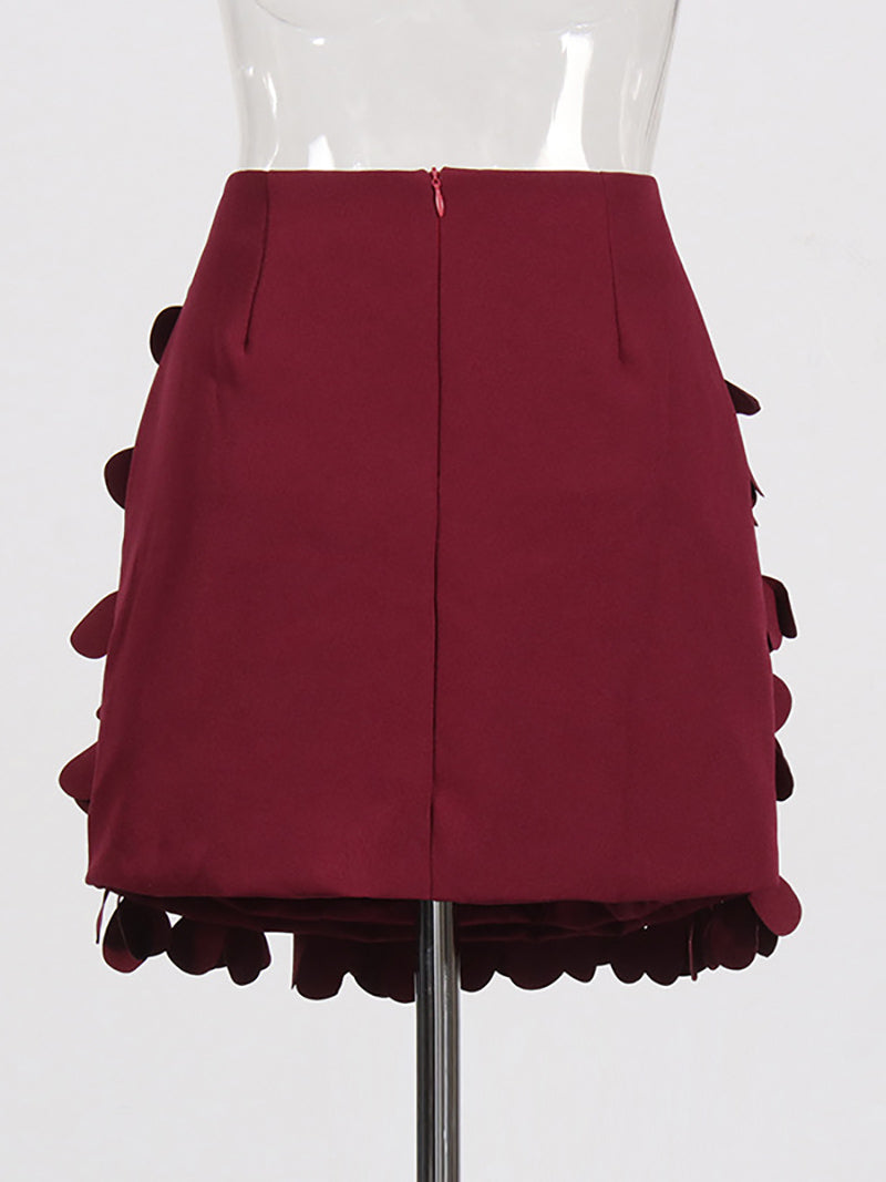 Fashion Petal Applique Mini Skirt